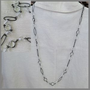 Black Necklace with Clear Acrylic Crystals